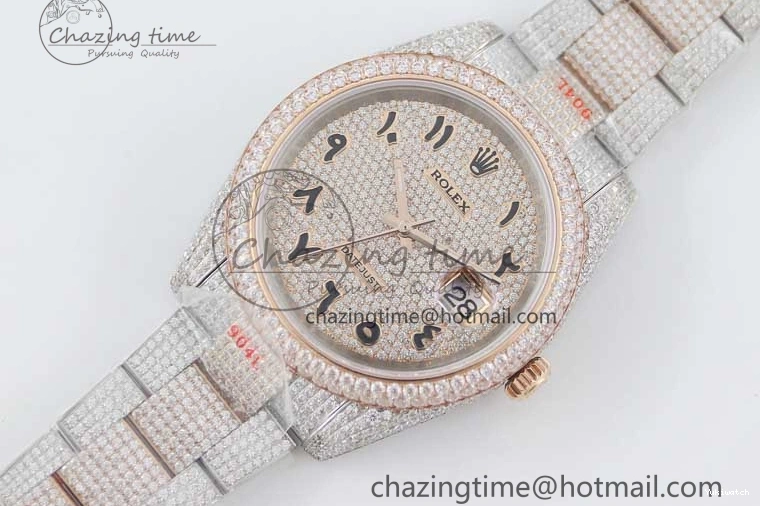 Markers Dial SS Edition A2824 Best Arabic Full on RG 41 Diamonds Bracelet TWF 1:1 Datejust 0313